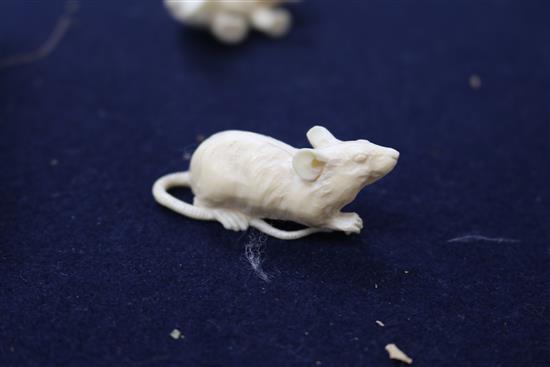 A carved ivory animal group